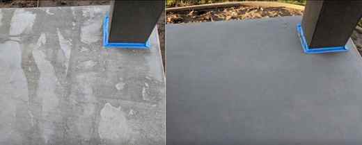 Before and after gray patio concrete transformation by Bella Rocca