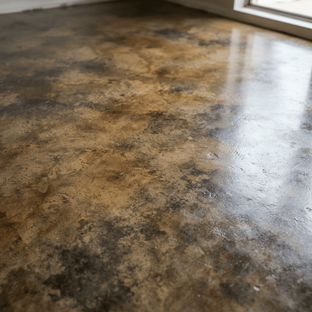 Stained Concrete + Polyaspartic garage floor system